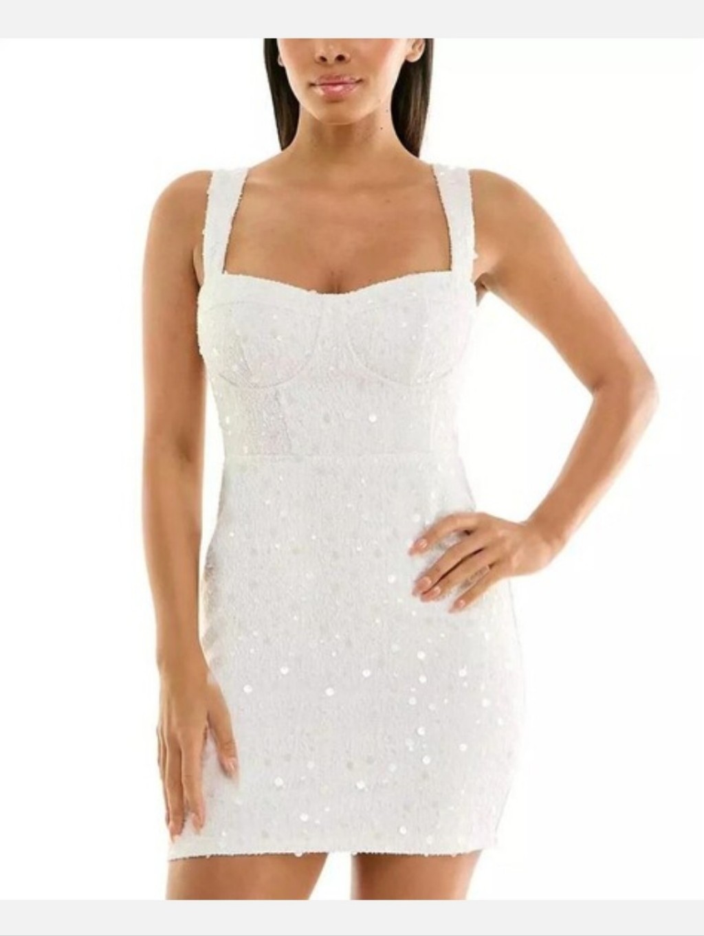 Nwt City Studios White Sequin Bodycon Mini Party Dress Size 5/6 Prom Bridal $98